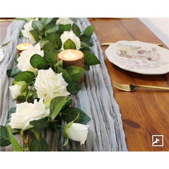 5Pcs 32.5FT White Flower Rose Garland Fake Vines Faux Artificial Floral Garland - Picture 6 of 6